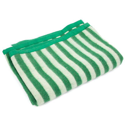 Romanian Wool Blanket w/Green Stripes | Used [5 Blankets/Unit]